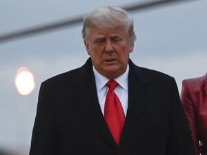 US President Donald Trump and US First Lady Melania Trump depart from Joint Base Andrews, Maryland on the way to a rally on December 5, 2020. President Donald Trump ventures out of Washington on Saturday for his first political appearance since his election defeat to Joe Biden, campaigning in Georgia where two run-off races will decide the fate of the US Senate. ANDREW CABALLERO-REYNOLDS / AFP