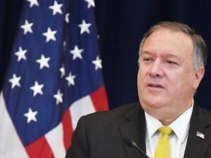 In this file photo taken on August 19, 2020 US Secretary of State Michael Pompeo speaks during a press conference with Iraq's Foreign Minister Fuad Hussein at the State Department in Washington, DC. MANDEL NGAN / AFP