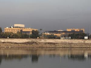 This file photo taken on January 3, 2020 shows a general view of the US embassy across the Tigris river in Iraq's capital Baghdad. A volley of rockets exploded near the US embassy in Baghdad on December 20, 2020, as tensions mount ahead of the anniversary of the US killing of top Iranian general Qasem Soleimani.  AHMAD AL-RUBAYE / AFP