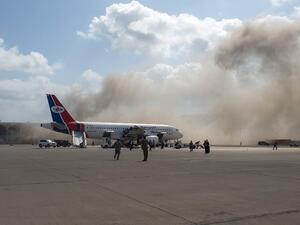 Smoke billows at the Aden Airport on December 30, 2020, after explosions rocked the Yemeni airport shortly after the arrival of a plane carrying members of a new unity government. Explosions rocked Yemen's Aden airport on Wednesday shortly after the arrival of a plane carrying members of a new unity government, an AFP correspondent at the scene said. "At least two explosions were heard as the cabinet members were leaving the aircraft," the correspondent said. Yemen's internationally recognised government an