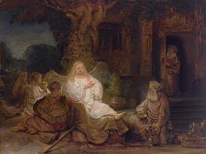 The centuries-old painting, titled “Abraham and the Angels,” belongs to a series of biblical paintings Rembrandt produced. (Instagram)