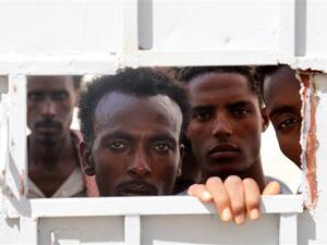 The file photo shows an illegal African migrant kept in a detention center in the Saudi capital of Riyadh (Twitter)