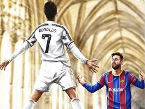 ميسي يركع لرونالدو في الصورة التي نشرتها آفييرو