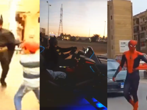 Batman and Spiderman Seen on Video While Roaming Around Egypt 