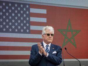 US Ambassador in Morocco David T. Fischer gestures after a meeting with US Assistant Secretary of State for Near Eastern Affairs David Schenker and Morocco's foreign minister in Dakhla, in Morocco-administered Western Sahara, on January 10, 2021. Fadel SENNA / AFP