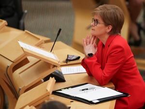 Scotland's First Minister Nicola Sturgeon attends a session at the Scottish Parliament in Holyrood, Edinburgh on January 19, 2021. RUSSELL CHEYNE / POOL / AFP
