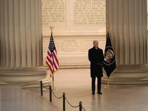 U.S. President Joe Biden participates in a televised ceremony at the Lincoln Memorial on January 20, 2021 in Washington, DC. Biden was sworn in today as the 46th president. Joshua Roberts-Pool/Getty Images/AFP POOL / GETTY IMAGES NORTH AMERICA / Getty Images via AFP