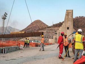 A general view of construction works at the Grand Ethiopian Renaissance Dam (GERD), near Guba in Ethiopia. (AFP)