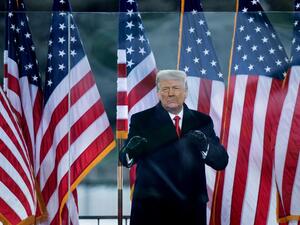In this file photo taken on January 06, 2021, US President Donald Trump greets supporters on The Ellipse near the White House on January 6, 2021, in Washington, DC. Donald Trump will face an second impeachment trial in the Senate over the January 6, 2021, ransacking of the US Capitol after the impeachment article against the former president is sent to the chamber on January 25, 2021, its Democratic leader Chuck Schumer announced. Brendan Smialowski / AFP