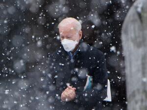 US President Joe Biden makes his way to his vehicle in the snow, after attending Mass at Saint Joseph on the Brandywine Church in Wilmington, Delaware on February 7, 2021. President Joe Biden anticipates the US rivalry with China will take the form of "extreme competition" rather than conflict between the two world powers. Biden said in a CBS interview aired Sunday that he has not spoken with Chinese counterpart Xi Jinping since he became US president.  MANDEL NGAN / AFP