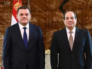  الرئيس المصري عبد الفتاح السيسي، ورئيس الحكومة الليبية الجديدة عبد الحميد الدبيبة