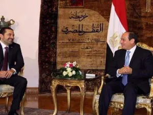 الرئيس المصري عبد الفتاح السيسي ورئيس الحكومة اللبنانية المكلف سعد الحريري