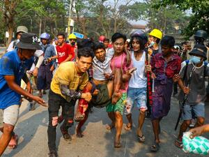 A resident injured during a demonstration