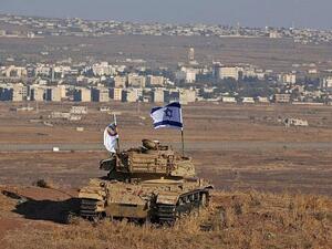 An Israeli tank on the occupied Golan Heights 