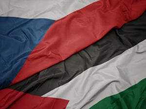 Flags of Palestine and the Czech Republic.