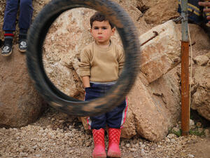 Three children killed and 15 injured as fire breaks out in crowded camp.