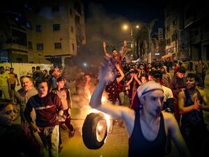 Palestinians during a rally in Gaza 