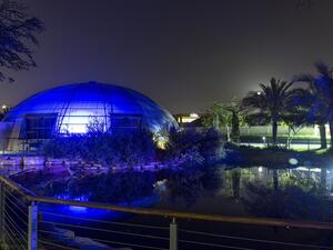 The Sustainable City Lights Up Its Green Biodomes Blue To Mark Autism Awareness Month