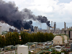 blaze that broke out at a distillation unit of the main oil refinery in Homs.