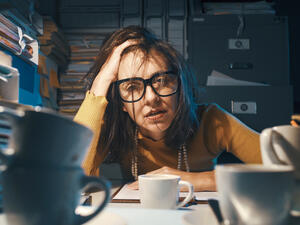 Stressed exhausted woman