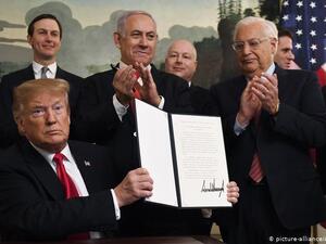  الإدارة الأمريكية قد تلغي إعتراف الولايات المتحدة بسيادة إسرائيل على الجولان.