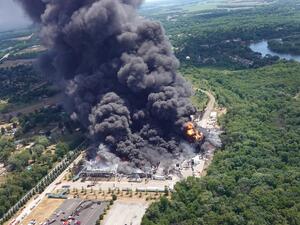 A fire destroyed a chemical plant.