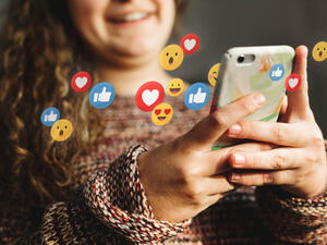 Girl watching a social media live stream