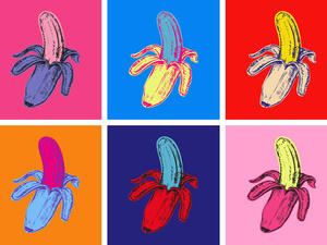 Set Bananas Vector Illustration Pop Art Style