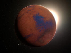Mars and Phobos, planets of the solar system