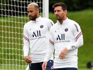 ميسي ونيمار خلال تدريبات باريس سان جيرمان