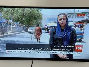 A woman journalist in downtown Kabul