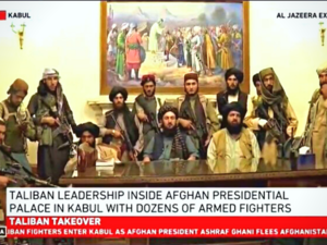 Taliban leaders in the presidential palace 