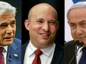 (From L)  Yair Lapid, Naftali Bennett and Benjamin Netanyahu 