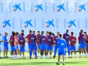 جانب من حصة تدريبية لـ برشلونة