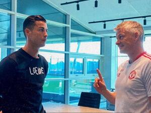 رونالدو (يسار) وسولشاير (المصدر: تويتر)