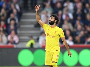 صلاح يحتفل بهدفه (المصدر: حساب الدوري الإنجليزي على تويتر)