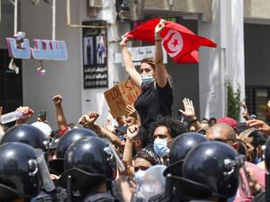 Protest outside the Tunis Parliament 
