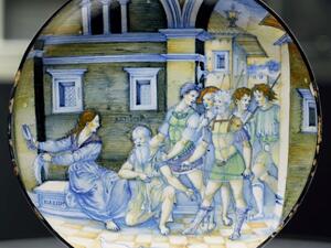 A 16th century dish bearing a biblical story