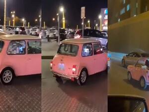 سيارة وردية تجوب شوارع الرياض 