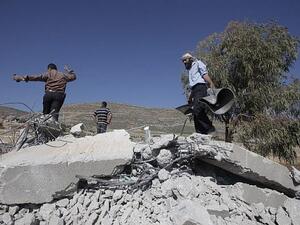 The remains of a mosque destroyed by the Israeli army