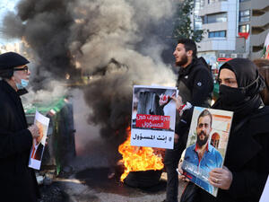 Lebanese relatives of victims of the August 4, 2020 Beirut port explosion