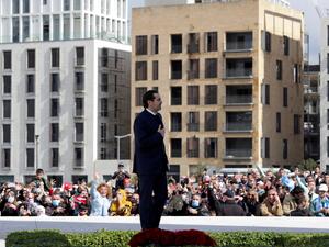 Lebanon's former premier Saad Hariri greets his supporters after visiting the gravesite of his father, slain prime minister Rafiq Hariri, in downtown Beirut on February 14, 2022, as Lebanon marked the 17th anniversary of his assassination. (Photo by ANWAR AMRO / AFP) Rafik Hariri was killed 17 years ago