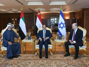 (From L) MBZ, Al Sisi and Bennett 