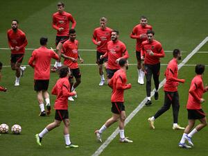 جانب من تدريبات أتلتيكو مدريد التحضيرية لمواجهة مانشستر سيتي اليوم