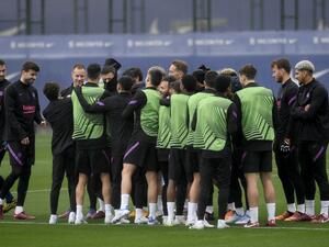 جانب من تدريبات برشلونة الاستعدادية لمواجهة فرانكفورت