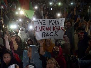 Supporters of Pakistan Tehreek-e-Insaf (PTI) party of dismissed Pakistan's Prime Minister Imran Khan