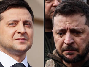 Ukraine's president before and after the start of the Russian invasion of Ukraine. (Twitter) The Ukrainian president Volodymyr Zelenskyy