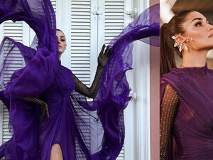 Hande Erçel wowed a gorgeous purple gown
