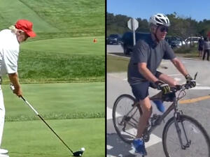 Joe Biden fell over his bike on Saturday in Delaware. (Video/ Screenshot/ Donald Trump/Truth Social) Joe Biden