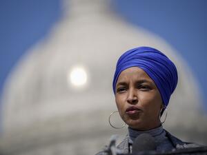 Rep. Ilhan Omar (D-MN) speaks during a news conference to discuss proposed legislation entitled Rent and Mortgage Cancellation Act outside the U.S. Capitol on March 11, 2021 in Washington, DC. Drew Angerer/Getty Images/AFP Ilhan Omar